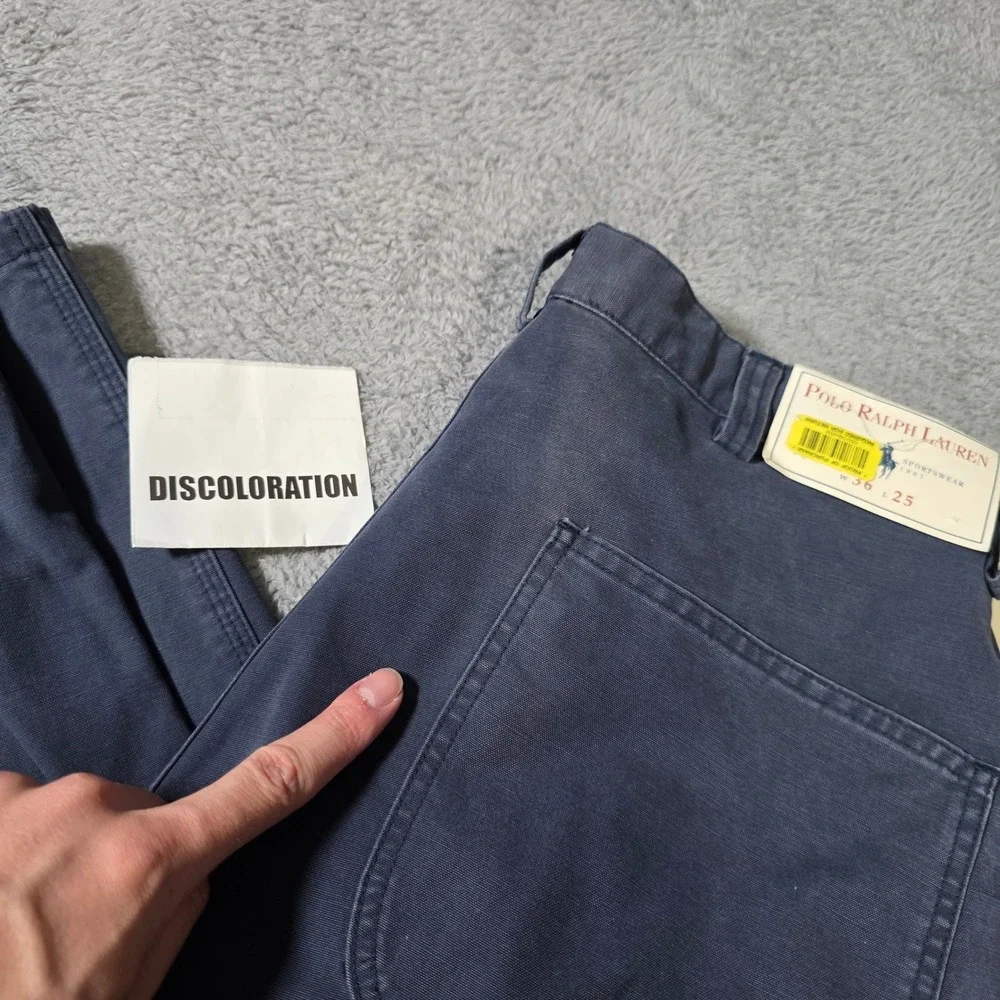 Polo Ralph Lauren Mens 36x25 Cropped Robson Pant Nvy Blue Carpenter Utility FLAW